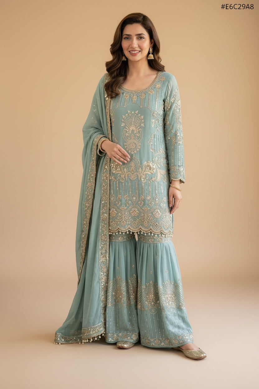 ___✨ FOR THIS EID OUR SEQUENCE EMBROIDERY WORKED TOP, SARARA AND DUPATTA ✨