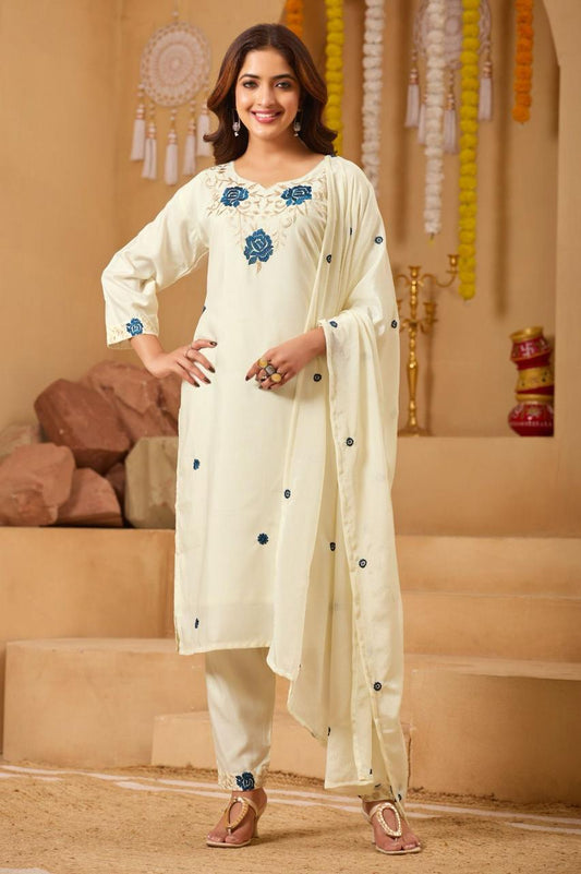New Collection Launch – Pure Silky Slub Kurti with Pant & Heavy Chanderi Silk Dupatta