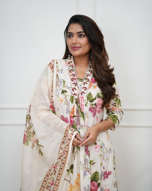 This amazing cotton straight set will set you apart from the rest Amazing straight and with printed dupatta