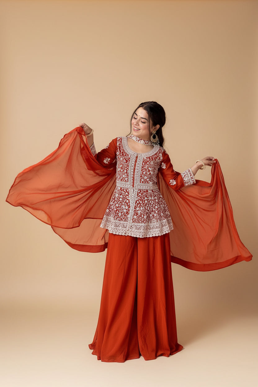 Georgette Peplum Party Set