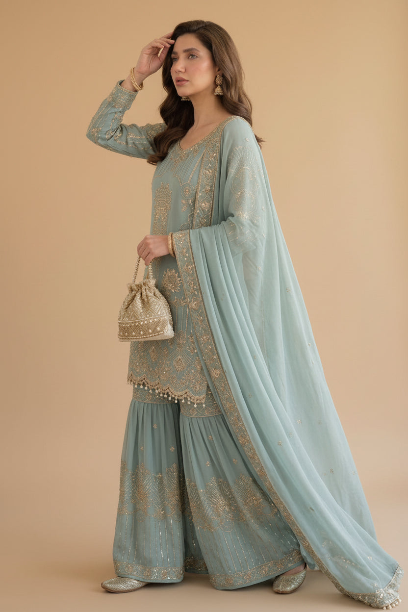 ___✨  FOR THIS EID OUR SEQUENCE EMBROIDERY WORKED TOP, SARARA AND DUPATTA ✨