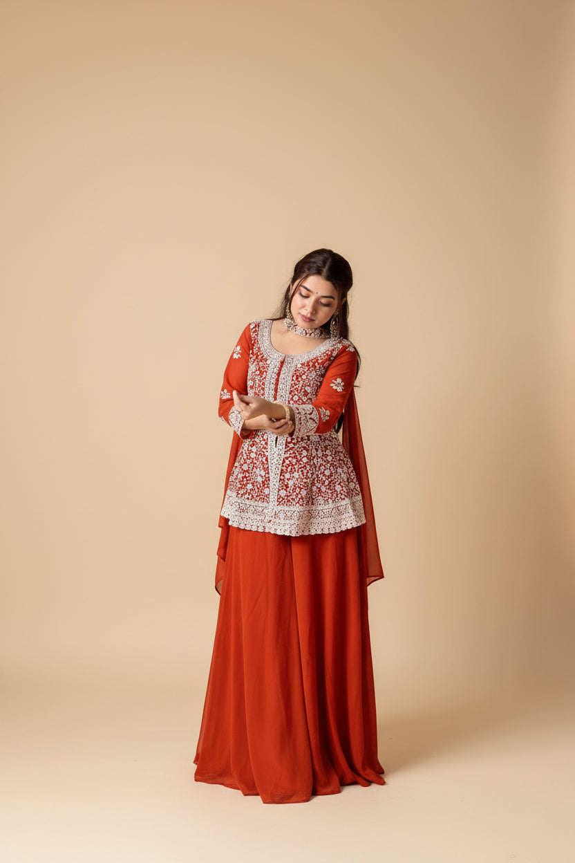 Georgette Peplum Party Set