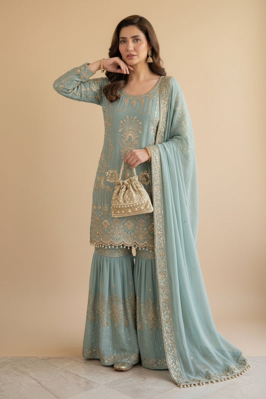 ___✨  FOR THIS EID OUR SEQUENCE EMBROIDERY WORKED TOP, SARARA AND DUPATTA ✨