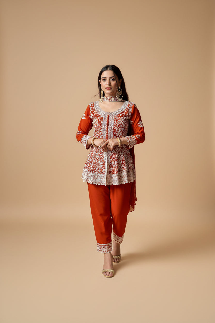 Georgette Peplum Party Set