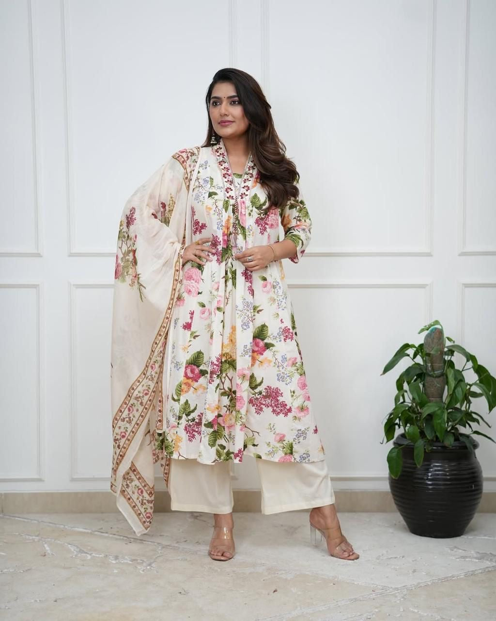 This amazing cotton straight set will set you apart from the rest Amazing straight and with printed dupatta