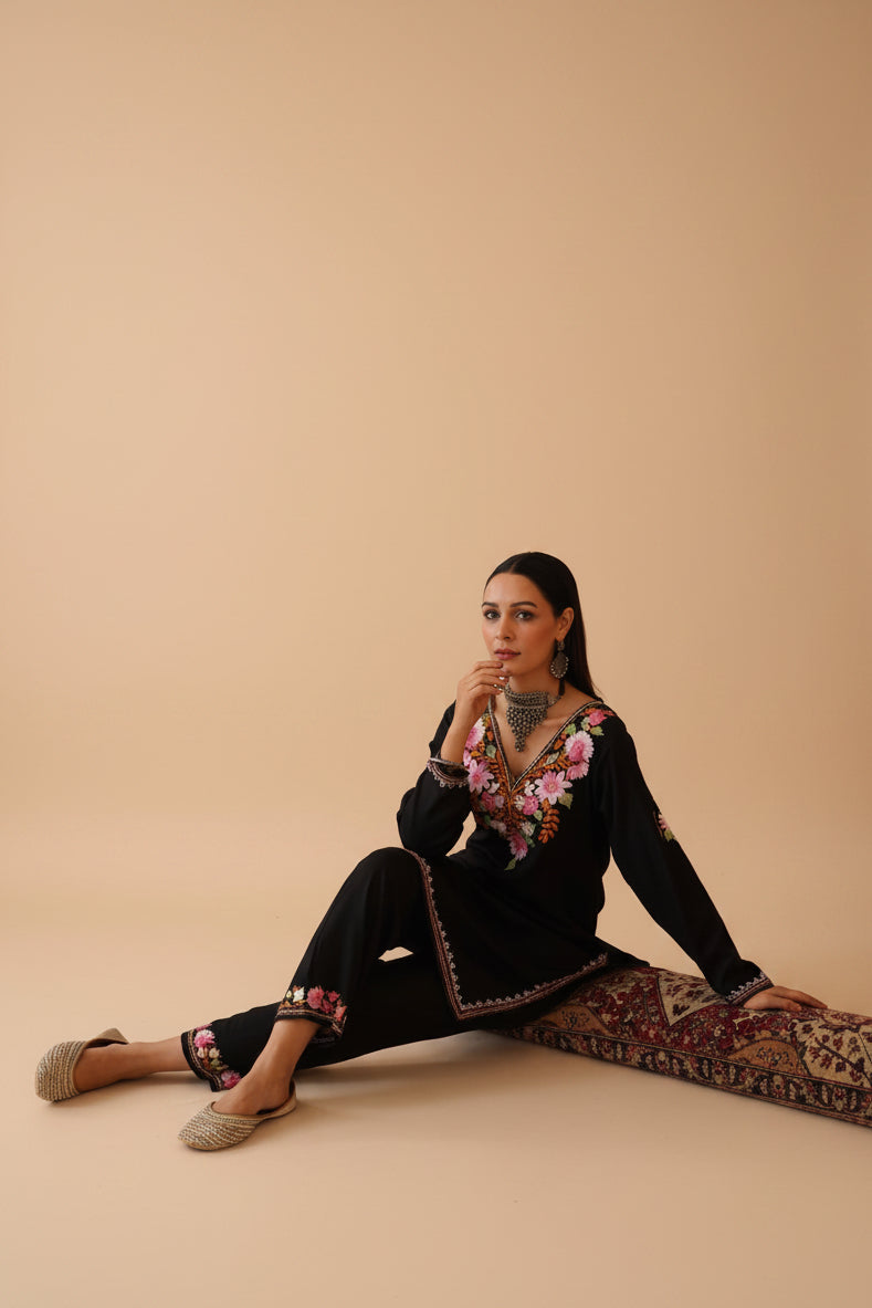 Premium black designs cotton embroidery work
