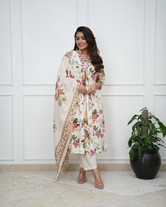 This amazing cotton straight set will set you apart from the rest Amazing straight and with printed dupatta