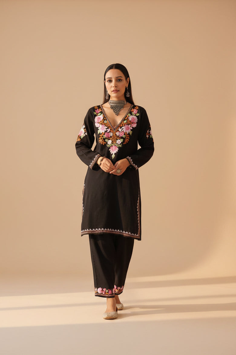 Premium black designs cotton embroidery work