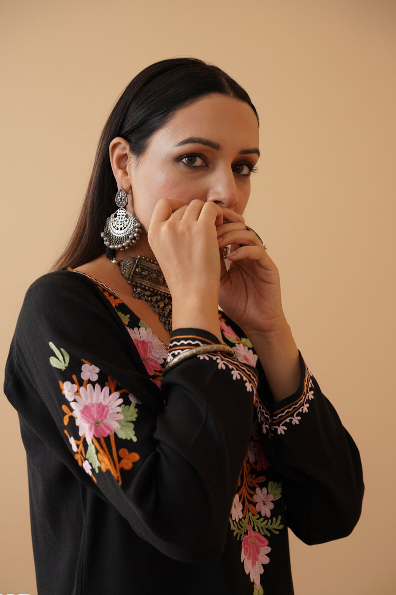 Premium black designs cotton embroidery work