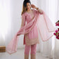 Heavy Embroidery Sequence Roman Glass Silk Top Palazzo Dupatta Set