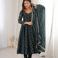 Elegant Designer Anarkali Suit Set Heavy Crunchy Silk Gown Bottom Dupatta