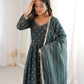 Elegant Designer Anarkali Suit Set Heavy Crunchy Silk Gown Bottom Dupatta