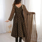 Elegant Designer Anarkali Suit Set Heavy Crunchy Silk Gown Bottom Dupatta