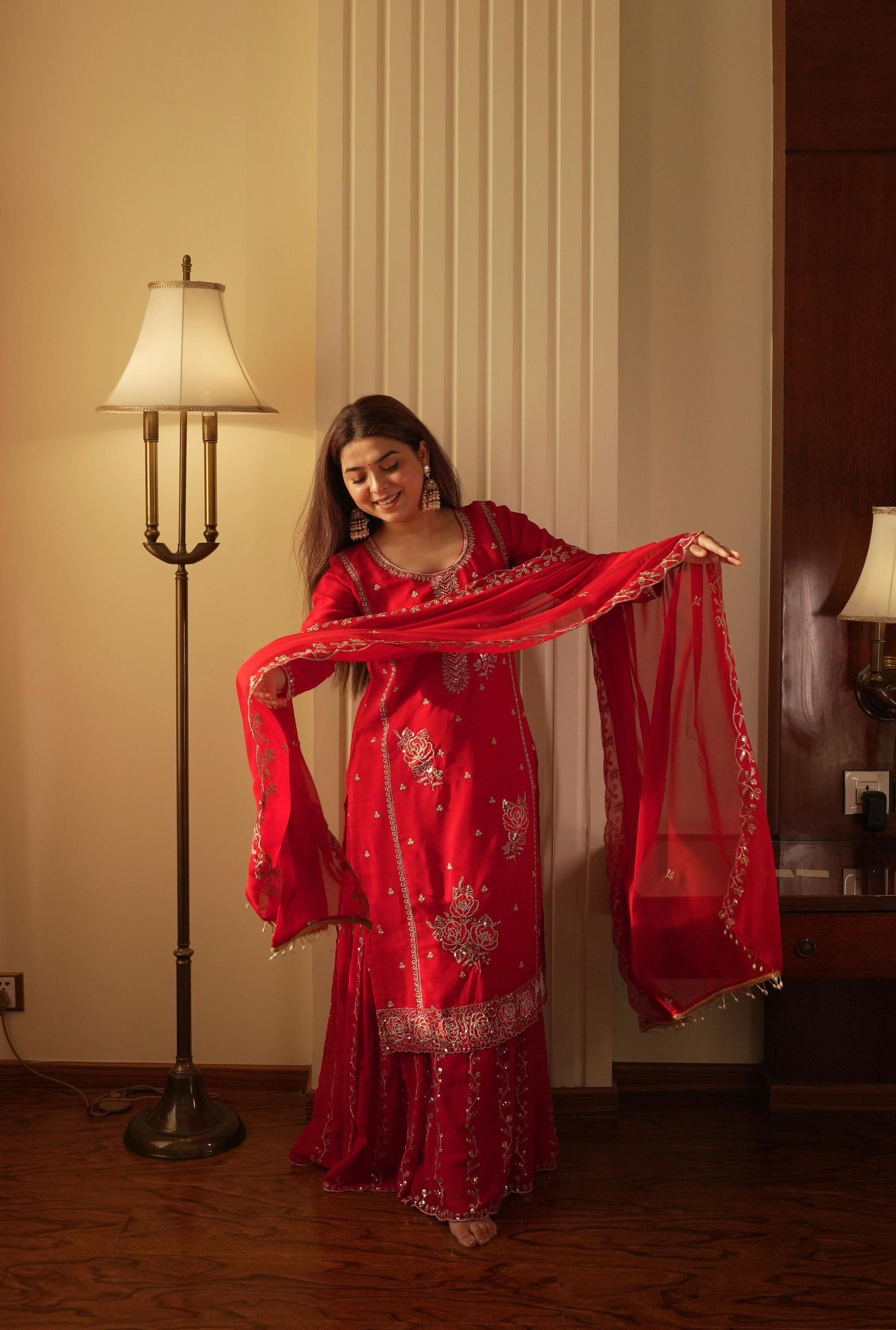 Elegant Fox Georgette Gharara Suit Set with Kurti Dupatta - Sequence Embroidery Beads, Fully Stitched