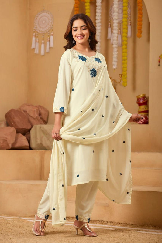 New Collection Launch – Pure Silky Slub Kurti with Pant & Heavy Chanderi Silk Dupatta